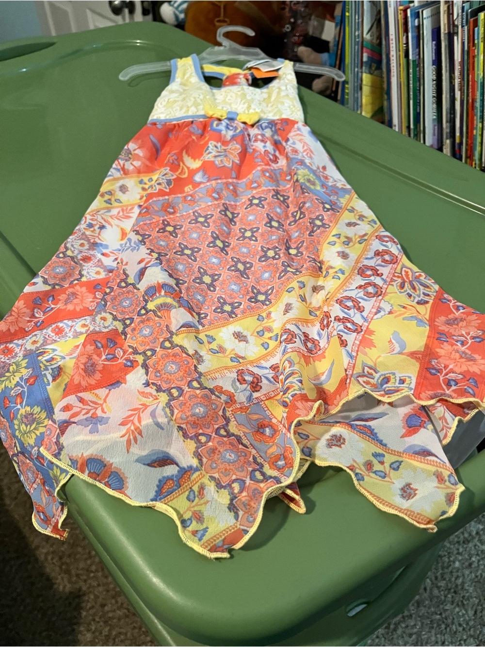 Jona Michelle Girls' Floral Boho Dress — Orange, Yellow & Blue